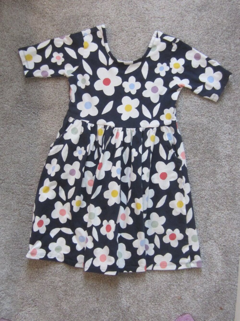 Quince Girls Flower Print Organic Cotton Dress Size 7